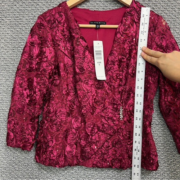 Helene Blake women’s red lace sequin wrap top size S NWT - Picture 5 of 14
